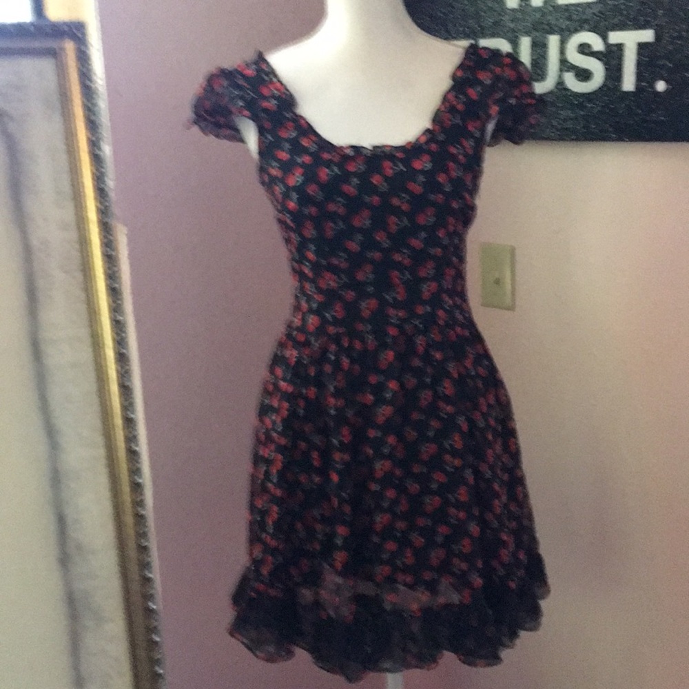 Black dress with cherries Size S
